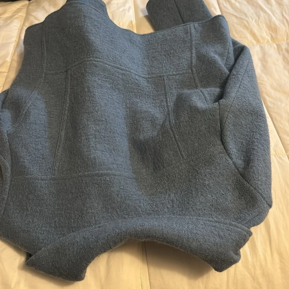 Chicos Boiled Wool Motorcycle Jacket Blue Silver - Picture 8 of 9